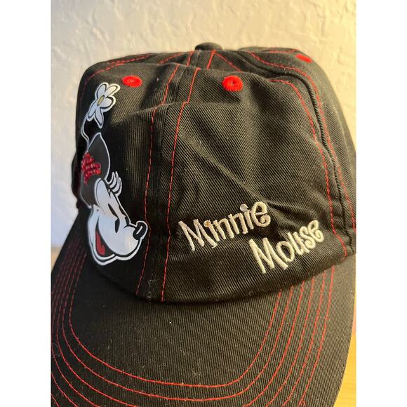 Minnie Mouse Disney Red Bling Baseball Hat Cap Black Adjustable Excellent - Picture 7 of 12